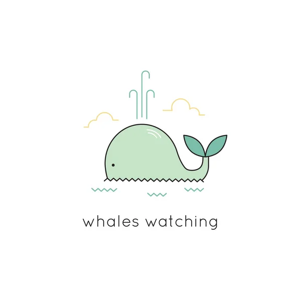 Icono de línea de ballena — Vector de stock