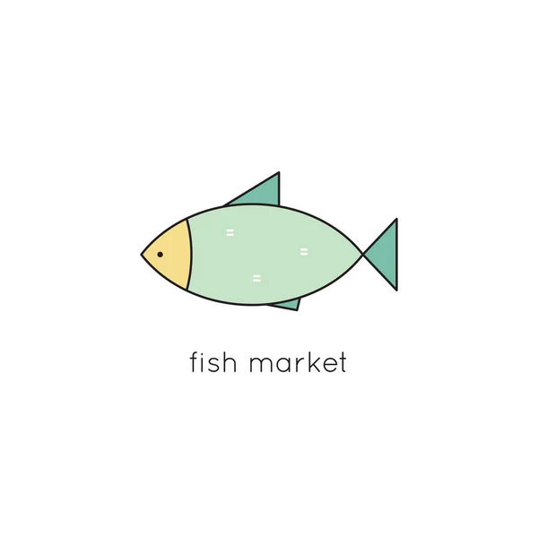 Ícone de linha de peixe — Vetor de Stock