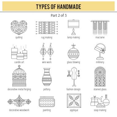 Types of handmade set clipart