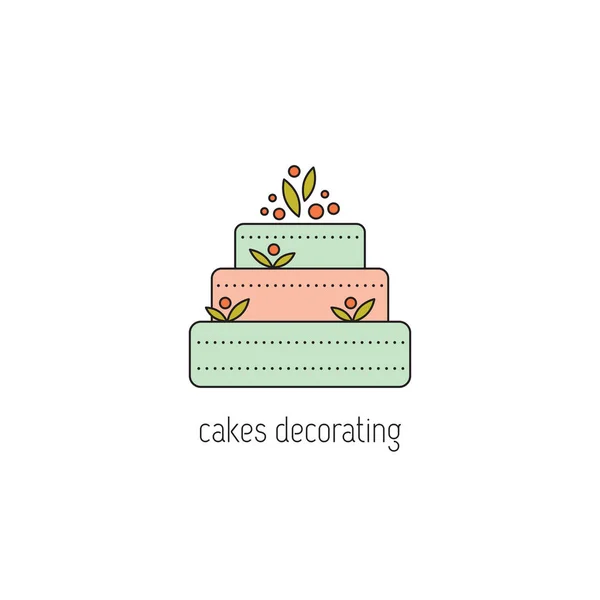 Cakes decorating line icon — Stock Vector