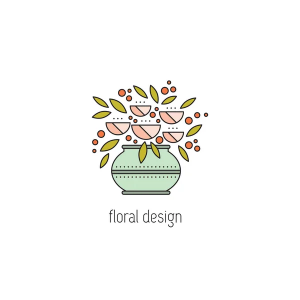 Pictograma liniei de design floral — Vector de stoc