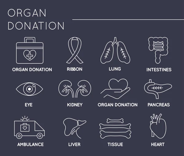 Organ bağışı Icon set — Stok Vektör