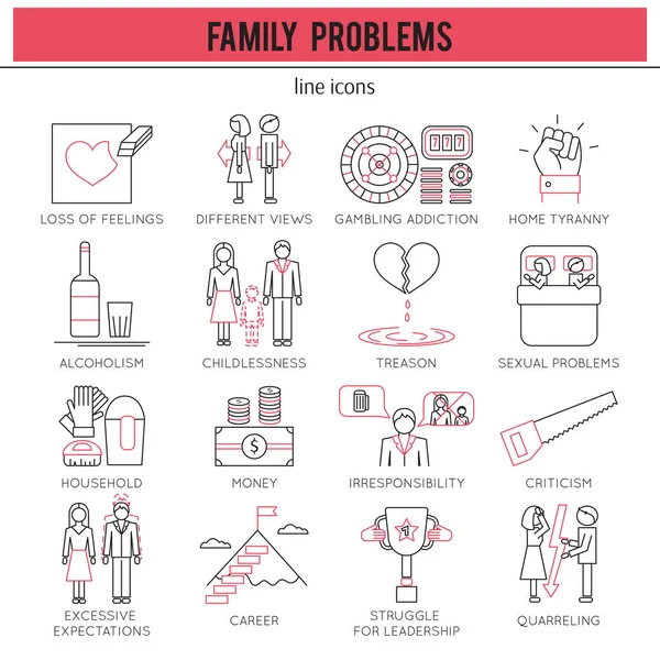 Family Problems set — Stock Vector