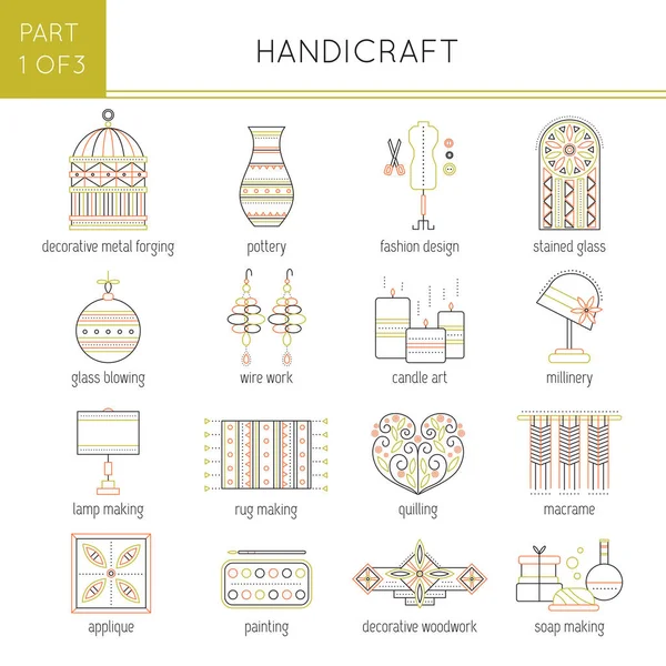 Types of handmade set — Stock Vector