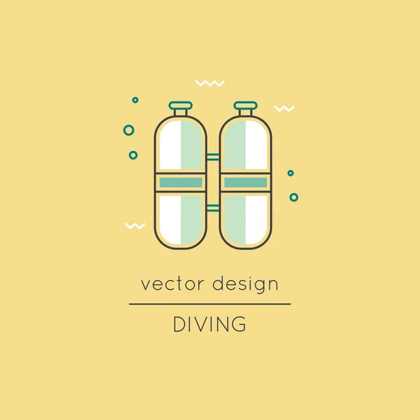 Icono de línea de buceo — Vector de stock