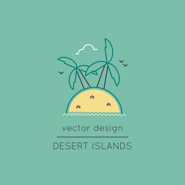 Icono de línea de isla del desierto — Vector de stock