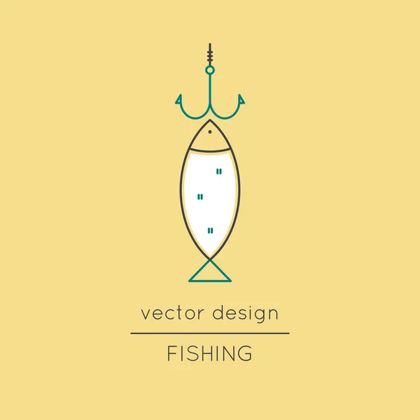 Línea de pescado icono — Vector de stock
