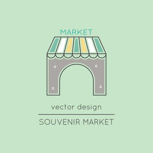 Icono de línea de mercado de recuerdos — Vector de stock