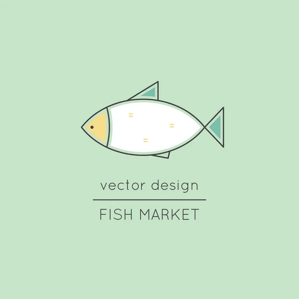 Fish market line icon — Stock Vector