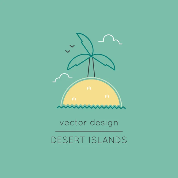 Icono de línea de isla del desierto — Vector de stock
