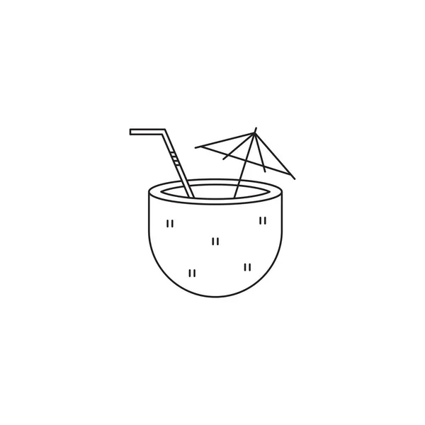 Coconut cocktail line icon — Stock Vector