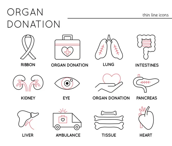 Organ bağışı Icon set — Stok Vektör