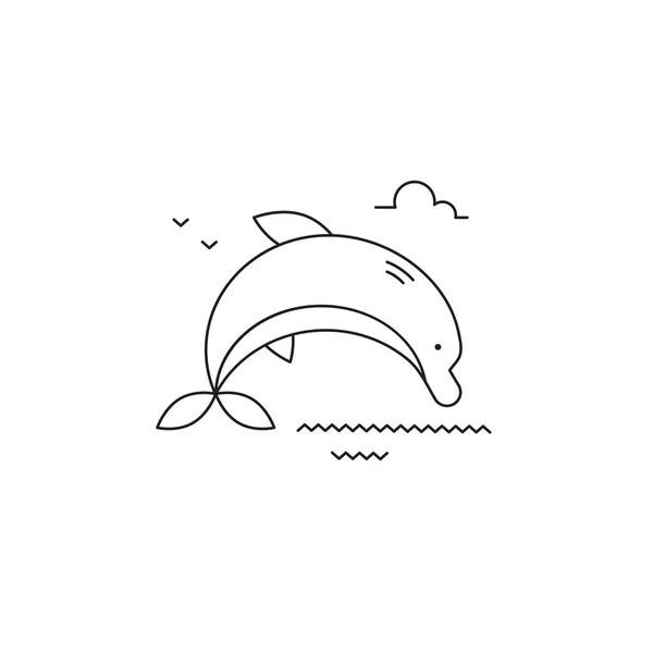 Ícone de linha de golfinho — Vetor de Stock