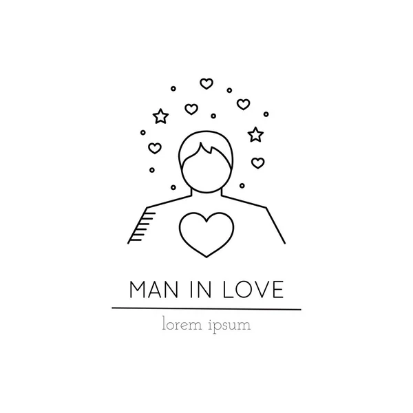 Man in love line icon — Stock Vector