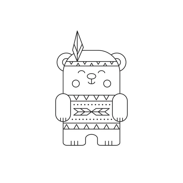 Icono de línea oso indio — Vector de stock