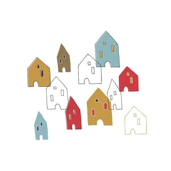 Векторні ручні мальовані будинки — стоковий вектор