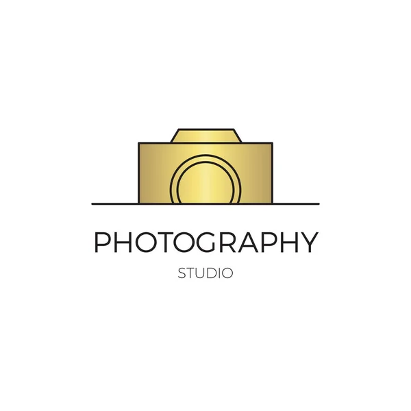 Plantilla de logotipo de línea de fotografía — Vector de stock