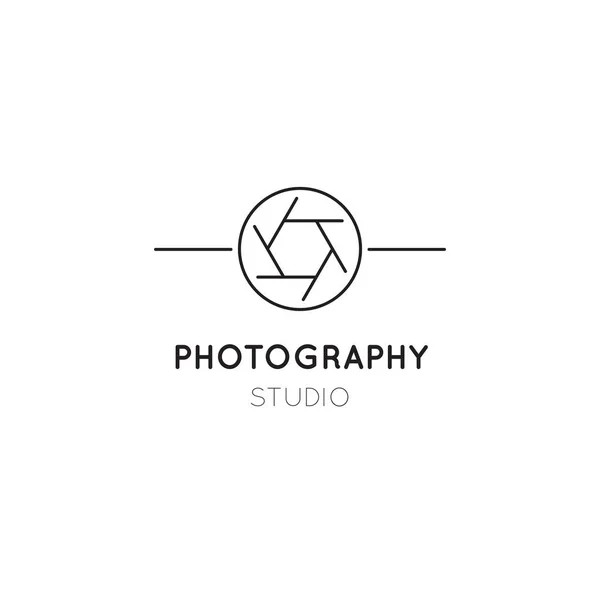 Fotografi line logotyp mall — Stock vektor