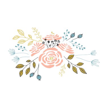 Elle çizilmiş çiçek buketi