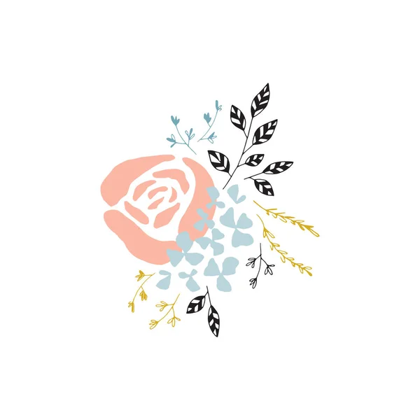 Ramo floral dibujado a mano — Vector de stock