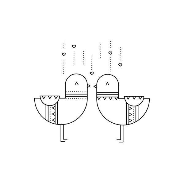 Pássaros no ícone de linha de amor — Vetor de Stock