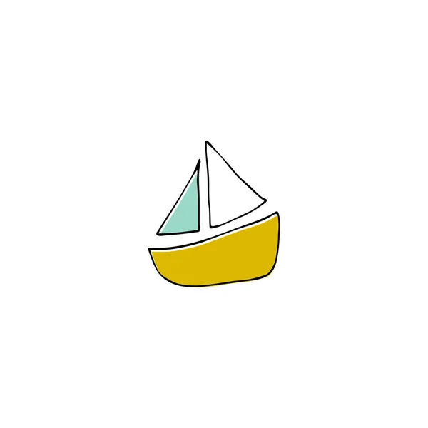 Vector mão barco desenhado — Vetor de Stock