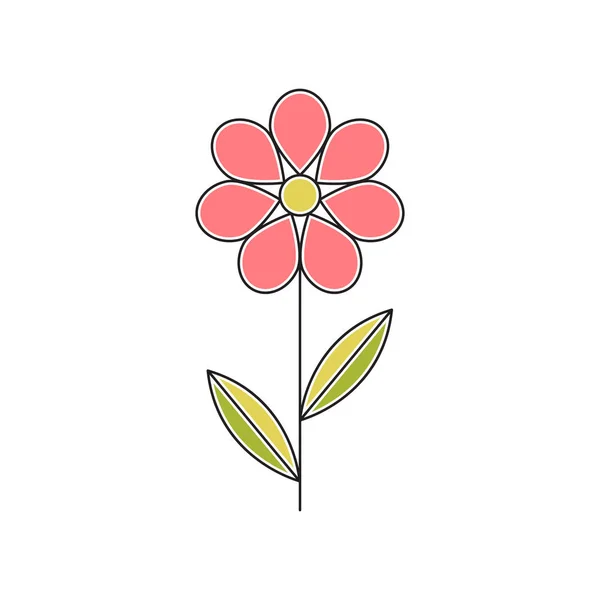Ícone de linha de flor de haste — Vetor de Stock