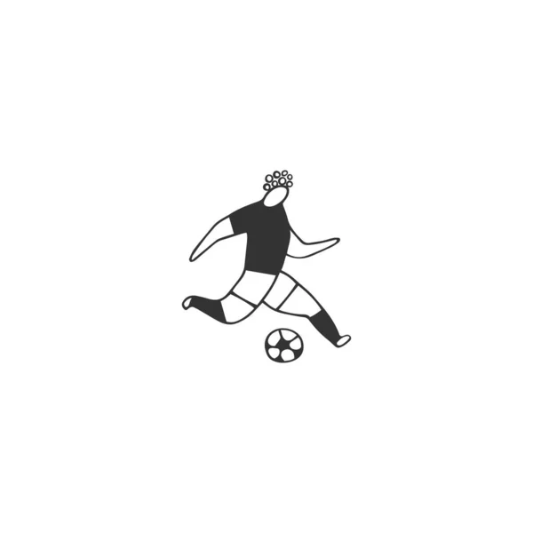 Icône vectorielle dessinée à la main, un joueur de football masculin. Mode de vie actif. Sport professionnel . — Image vectorielle