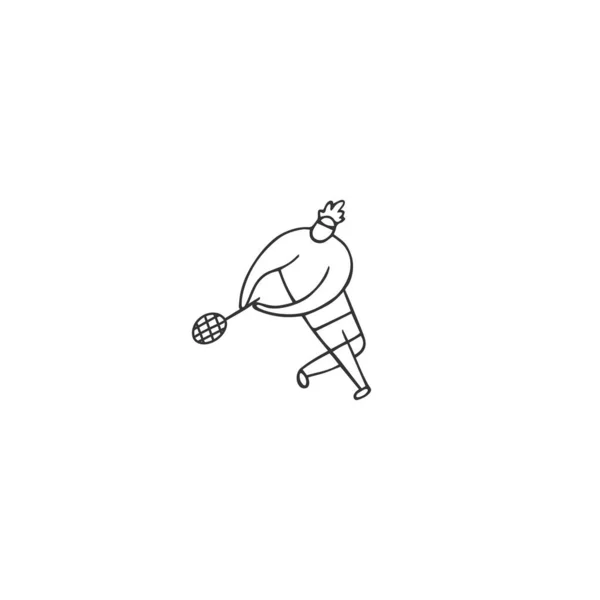 Profisport. Vektor handgezeichnetes Symbol, ein männlicher Tennisspieler. Aktive Lebensweise. — Stockvektor
