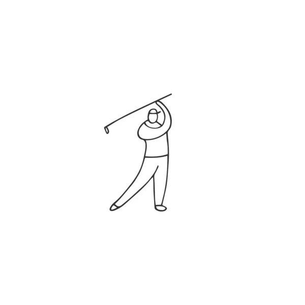 Icono dibujado a mano vectorial, un jugador de golf masculino. Forma de vida activa . — Archivo Imágenes Vectoriales