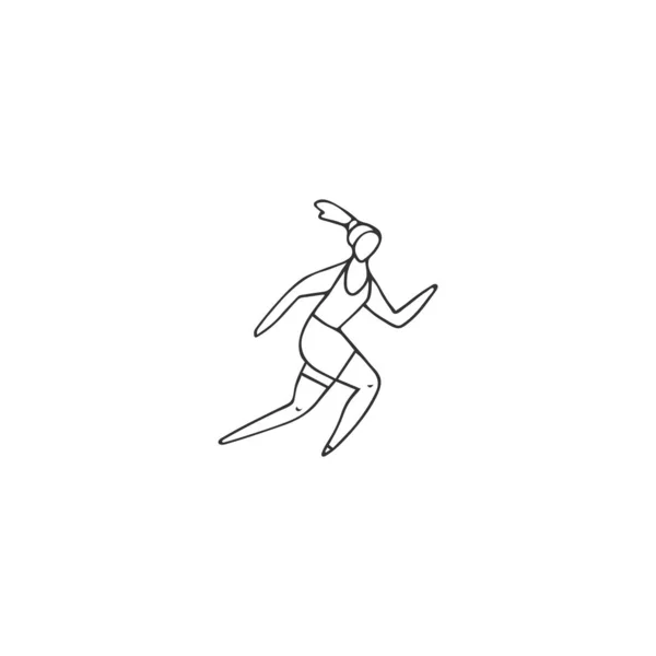 Una forma de vida activa. Vector dibujado a mano icono aislado, una corredora mujer. Deporte profesional . — Archivo Imágenes Vectoriales