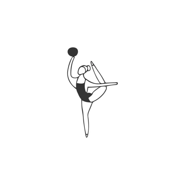 矢量手绘孤立的图标,体操女子. 职业体育. — 图库矢量图片