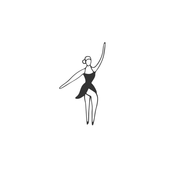 Uma dançarina. Ícone isolado desenhado à mão vetorial . — Vetor de Stock