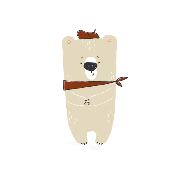 Mały słodki niedźwiedź polarny. Wektor ręcznie rysowane zimy ilustracji, pojedynczy obiekt. — Wektor stockowy