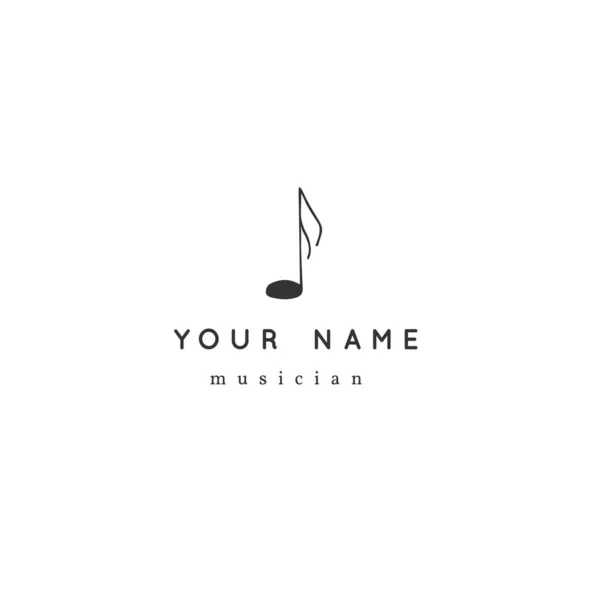 Muziek vector logo template met de hand getekende noot symbool. — Stockvector