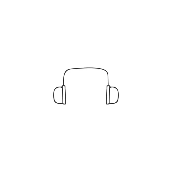 Μουσικό στοιχείο λογότυπου. Διανυσματικό χέρι ζωγραφισμένο μεμονωμένο εικονίδιο, ακουστικά. — Διανυσματικό Αρχείο