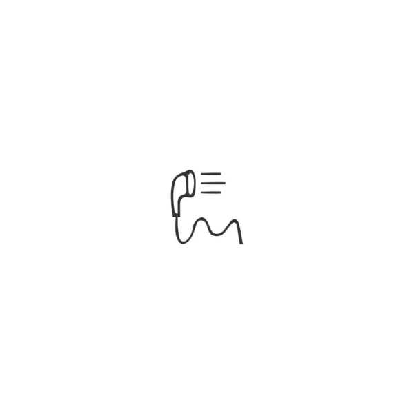 Elemento logo musicale vettoriale. Icona isolata disegnata a mano, una cuffia . — Vettoriale Stock