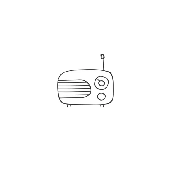 Icona vettoriale disegnata a mano isolata, radio retrò. Elemento logo musicale . — Vettoriale Stock