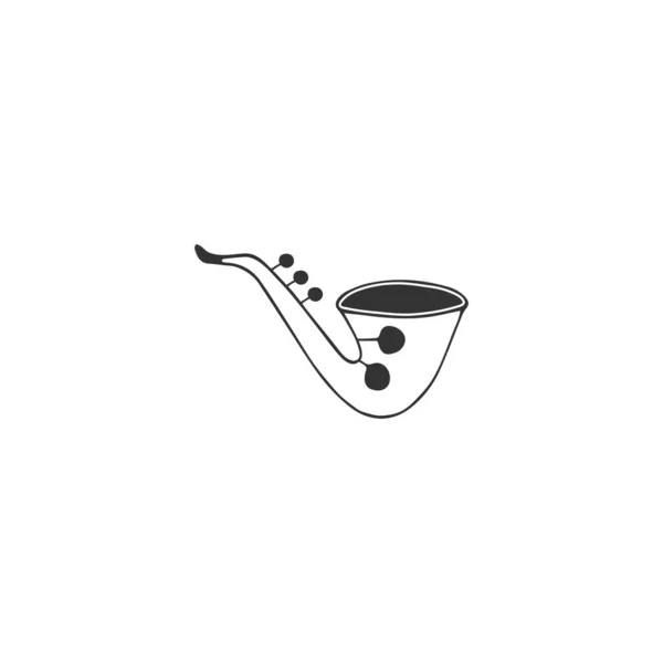 Isolated music icon, logo element. Vector hand drawn saxophone. — ストックベクタ