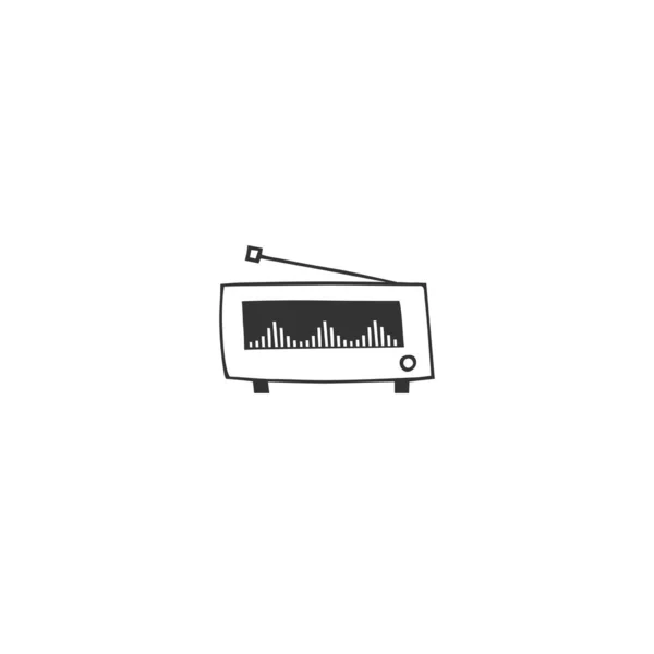 A retro radio. Vector hand drawn isolated icon. Music logo element. — ストックベクタ