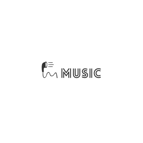 Modelo de logotipo de música vetorial com fone de ouvido . — Vetor de Stock