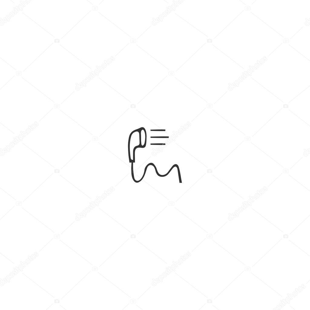 Vector music logo element. Hand drawn isolated icon, a headphone.