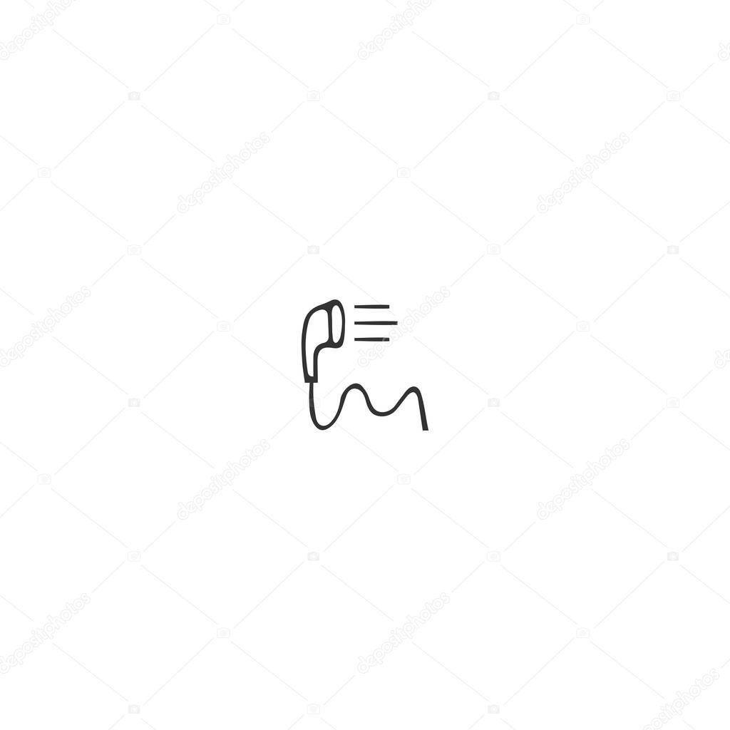 Vector music logo element. Hand drawn isolated icon, a headphone. For business identity and branding. For musicians, djs and singers, for music shops and cafe, sound record studios.