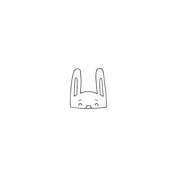 Element logo wektora, biały królik. Ręcznie rysowana odosobniona ikona. Magia i bajki. — Wektor stockowy