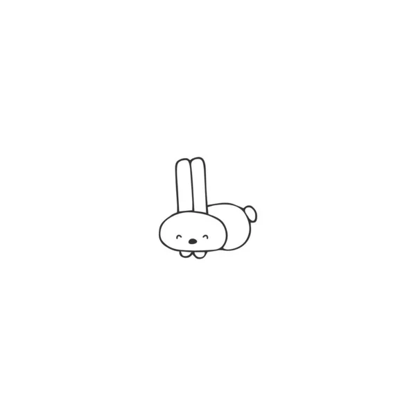 Elemento logo vettoriale, un piccolo coniglio bianco. Magia e fiabe. Icona isolata disegnata a mano . — Vettoriale Stock