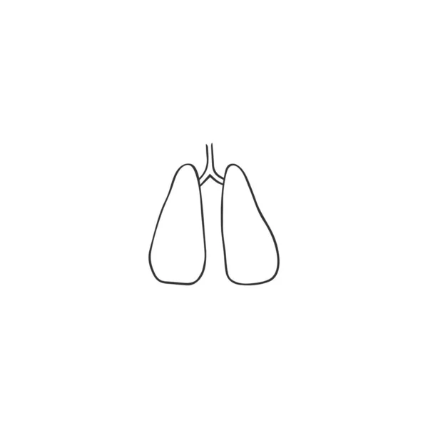 Vector hand drawn icon, lungs. Isolated object. — Stock Vector