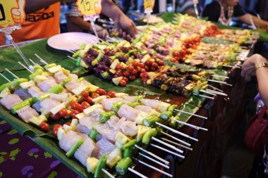 Bar-B-Q, Barbekü Izgara, Barbekü, sokak gıda Tayland