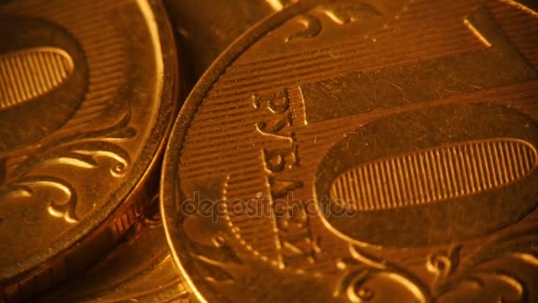 Золоті монети в русі — стокове відео
