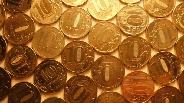 Moedas de Ouro. Dolly Shot — Vídeo de Stock