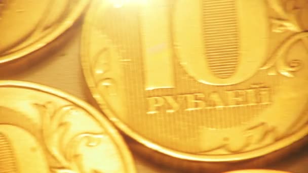 Golden Coins. Dolly Shot — Stock Video